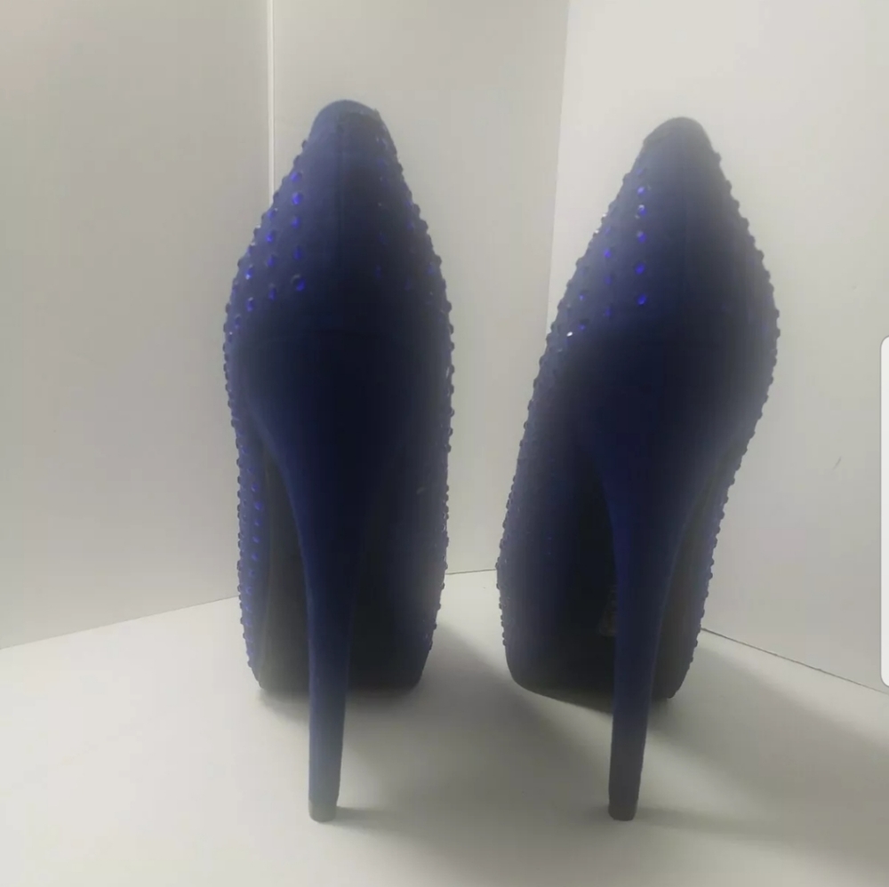 Forever 21 Blue Suede Rhinestone Heels - Picture 3 of 11